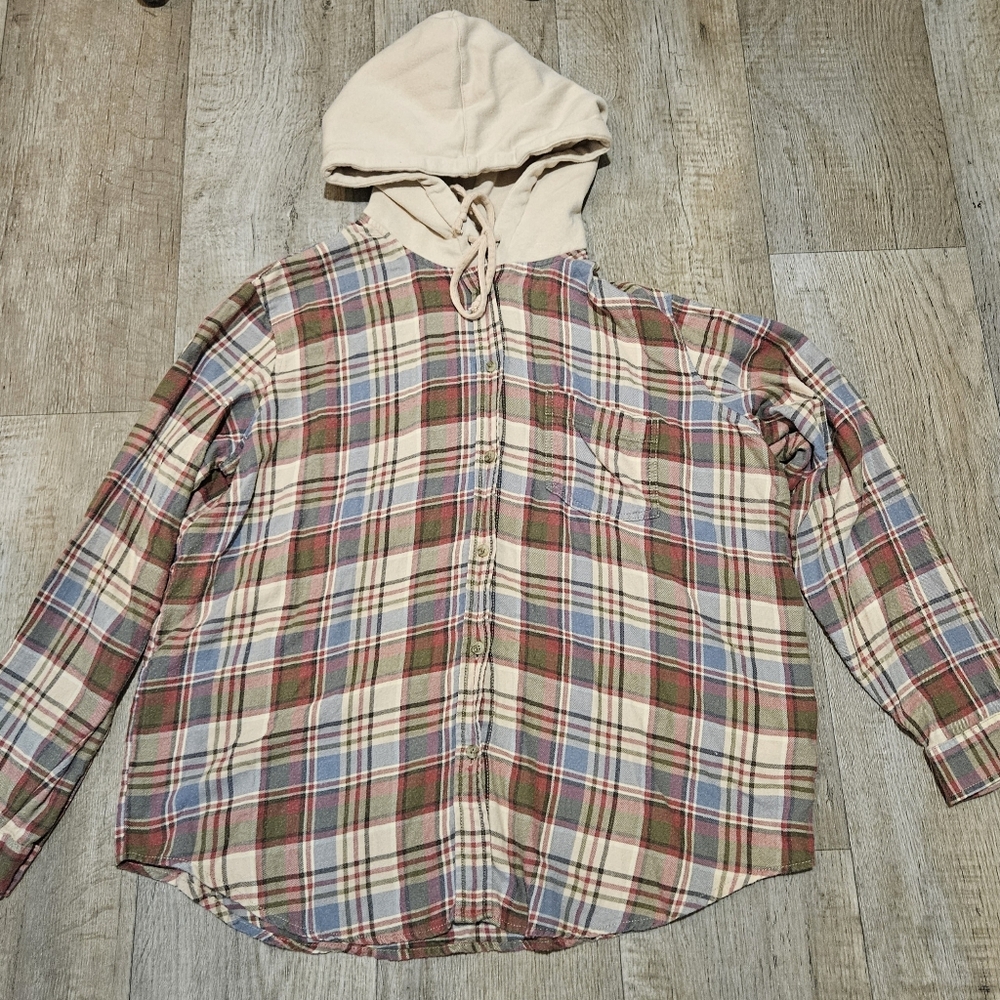 Plaid Flannel Shirt with Hood